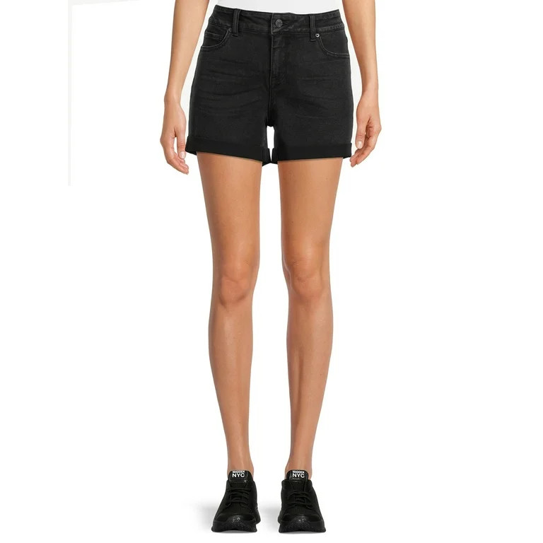 Time and Tru Women's Mid Rise Shorts with Double Roll Cuffs | Walmart (US)