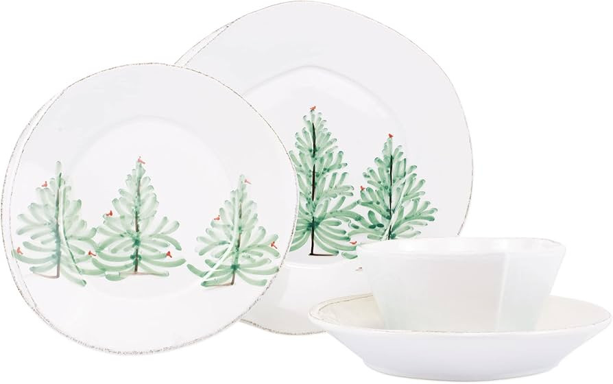 Vietri Lastra Holiday 4-Pc Place Setting, Dinnerware Set - Cereal/Pasta Bowls, Salad/Dinner Plate... | Amazon (US)