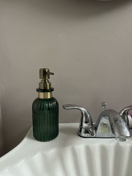 Green fluted glass soap pump from Target. 

Jungalow, Opalhouse, bathroom, home decor, kitchen 

#LTKFind #LTKhome #LTKunder50