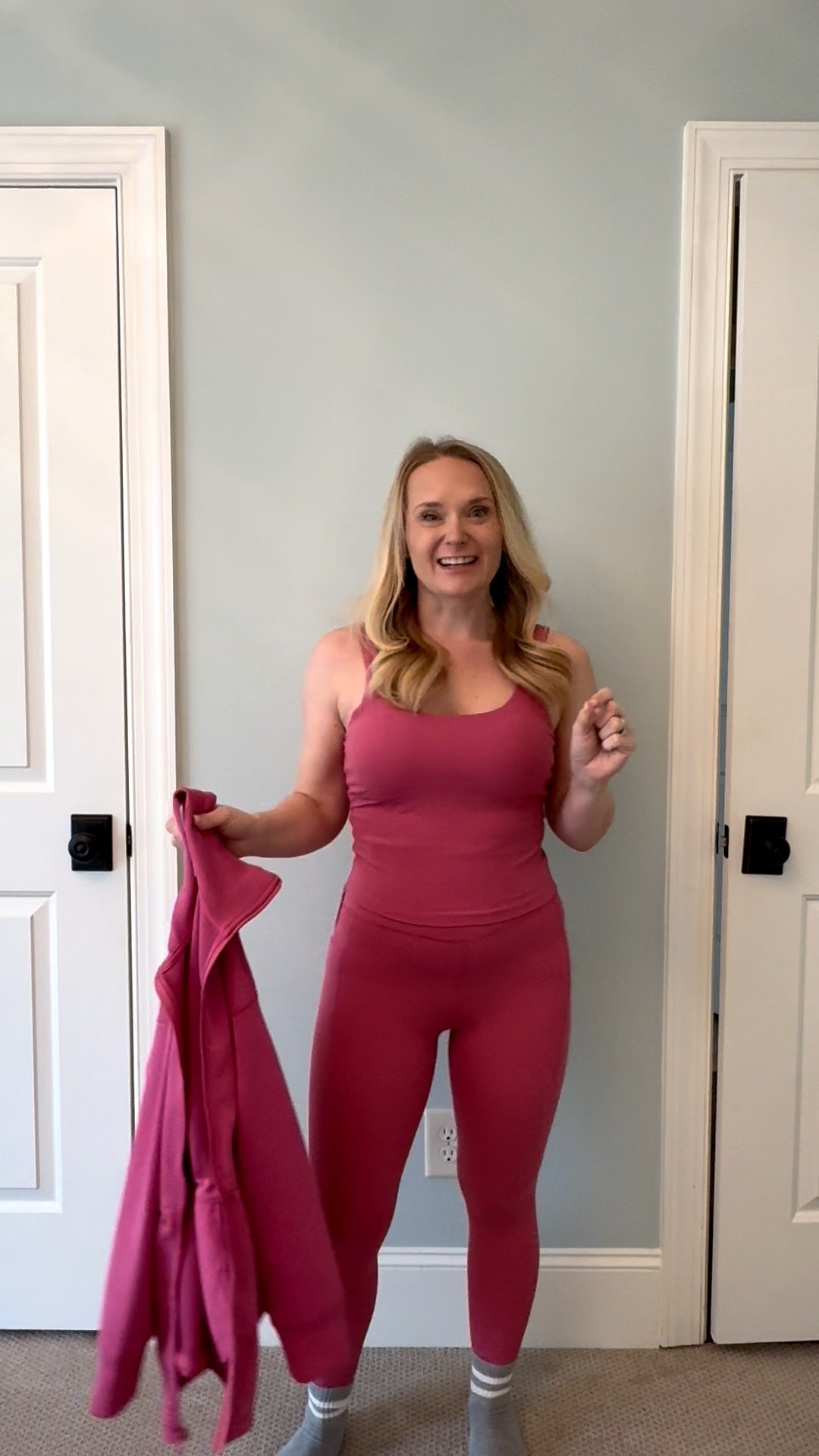 I'm loving this matching workout set from Target. The high waisted leggings and top with a built in bra are perfect. There is even a matching jacket with a flattering cinched waist. Available in several colors but I'm loving this dark mauve. 

#LTKootd #LTKfitnessgoals #LTKgrwm