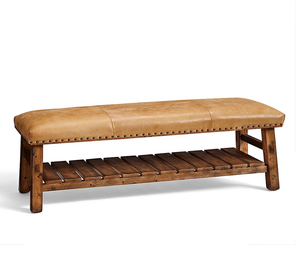 Caden Leather Bench | Pottery Barn (US)