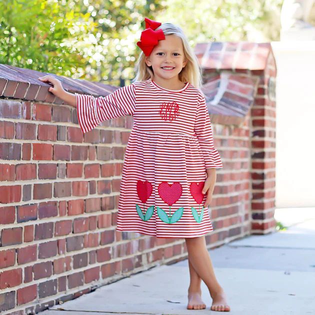 Blooming Hearts Stripe Milly Dress | Classic Whimsy