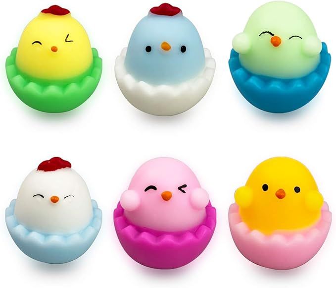 QINGQIU 6 Pack Big Easter Squishy Toys Easter Chick Stress Relief Eggs for Kids Boys Girls Toddle... | Amazon (US)