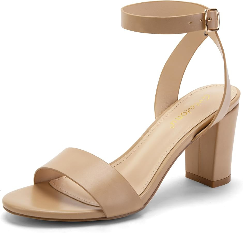 Greatonu Clear Heels Sandals for Women 2026 Open Toe Ankle Strap Clear Chunky Heels Sandal Dressy... | Amazon (US)