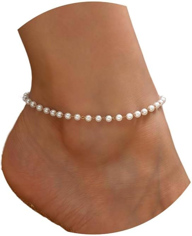 18K Gold Plated Boho Beaded Anklets for Women Dainty Waterproof | Amazon (US)