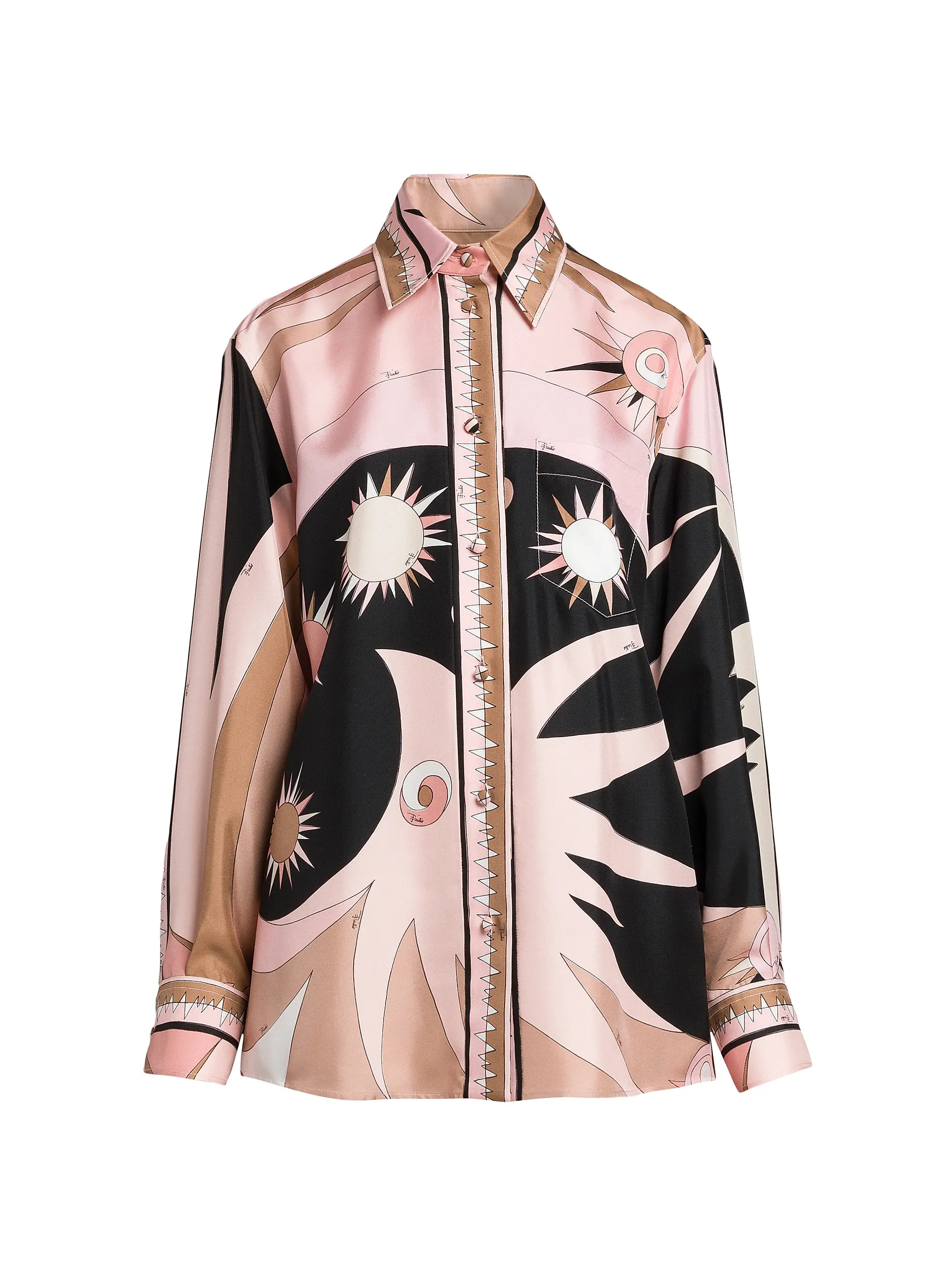 Printed Silk Twill Button-Front Shirt | Saks Fifth Avenue