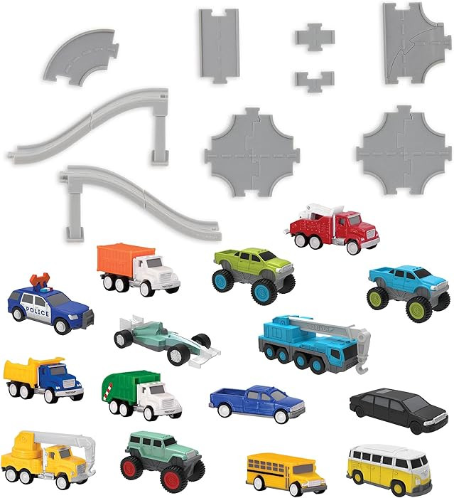 Driven by Battat – 61-Piece Pocket Playset with 15 Mini Cars, Track, Ramp & Accessories – Dur... | Amazon (US)
