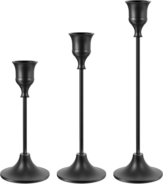 Black Candlestick Holders Taper Candle Holders, Set of 3 Vintage Candle Sticks Holder Decor Used ... | Amazon (US)