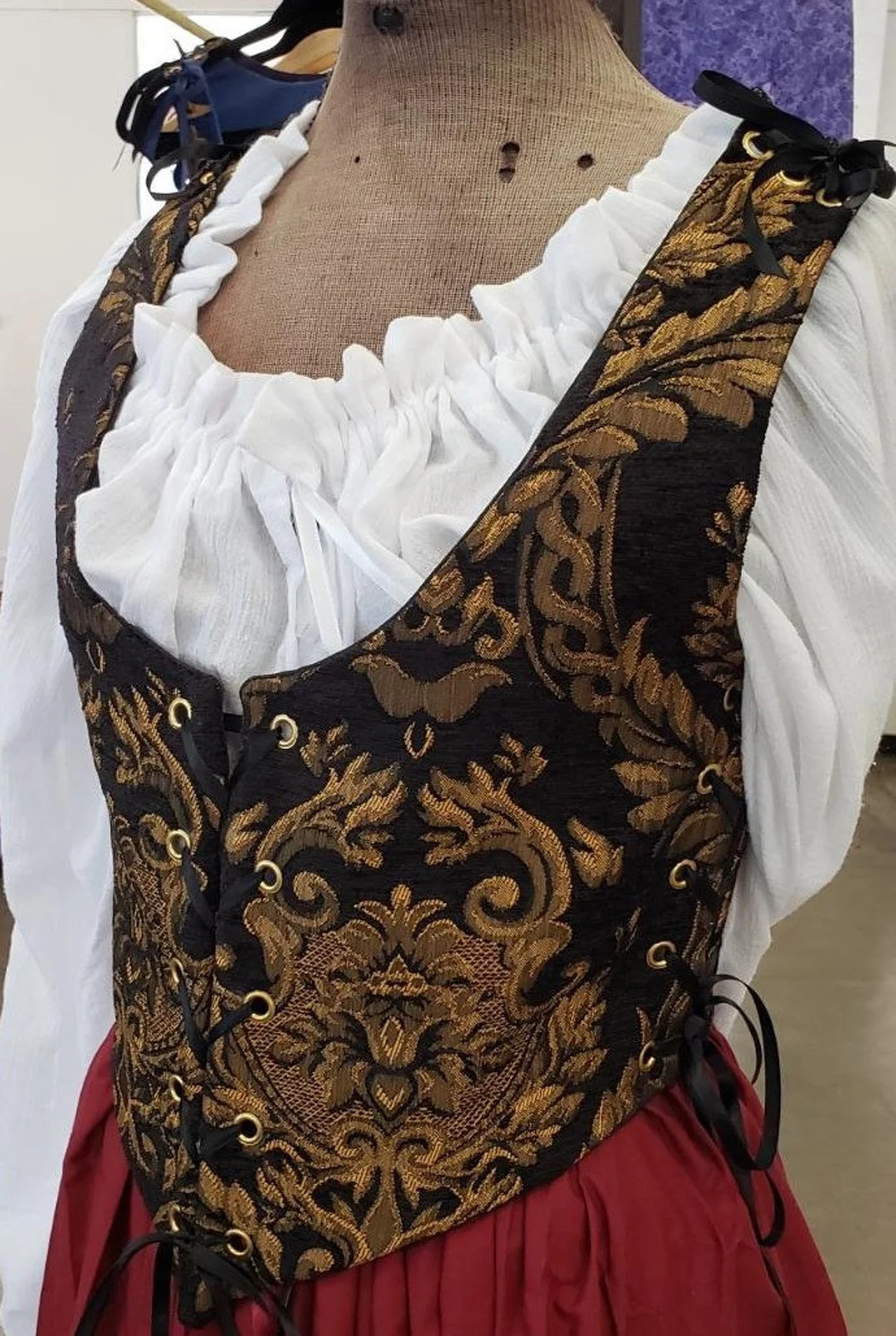 Lady's Renaissance, Celtic, Pirate, Medieval, Steampunk Bodice-black/gold - Etsy | Etsy (US)