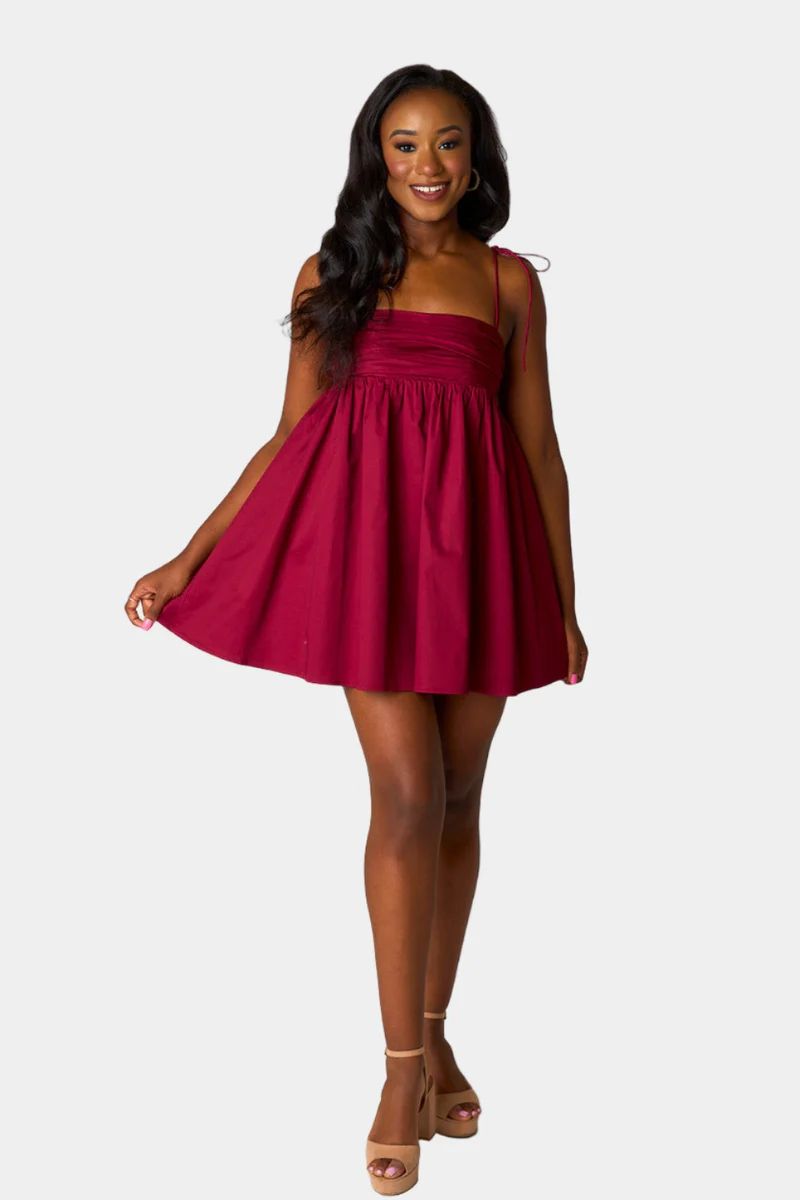 Ken Mini Dress - Maroon | BuddyLove