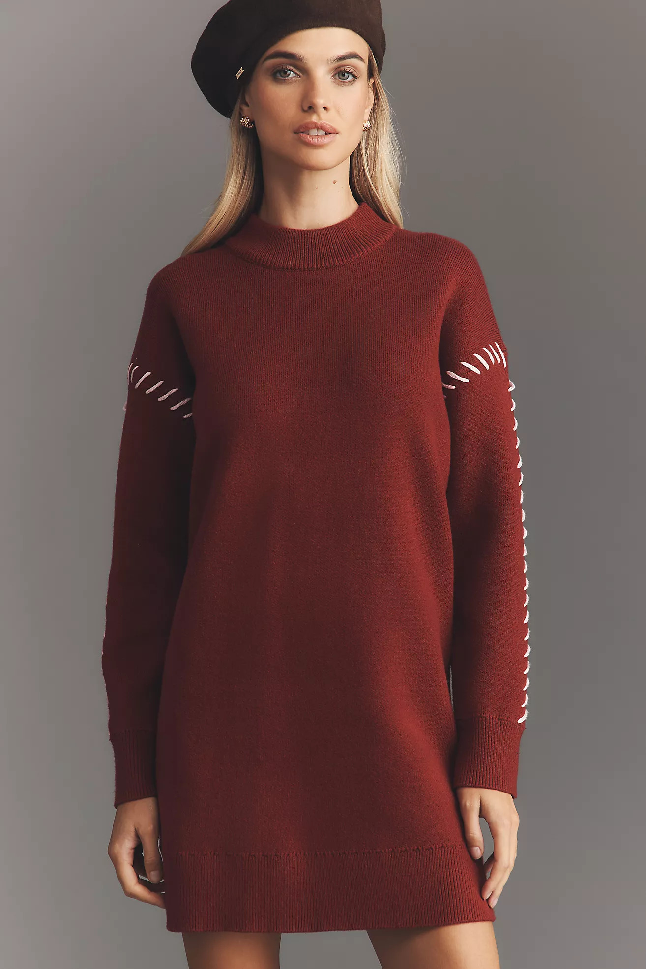 English Factory Long-Sleeve Mock-Neck Sweater Mini Dress | Anthropologie (US)