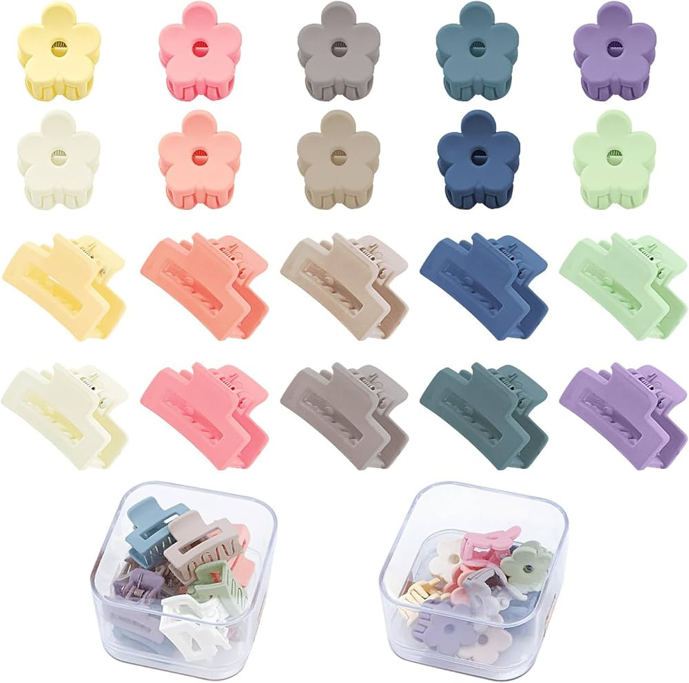 20 Pack Small Hair Claw Clips Hair Clips for Thin Hair 1.1" Mini Flower Hair Clips Tiny Baby Claw... | Amazon (US)