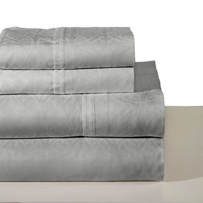 Pointehaven 300 Thread Count Grey Tone on Tone Printed 100% Cotton Sateen 4 pc Sheet Set, Full | Target