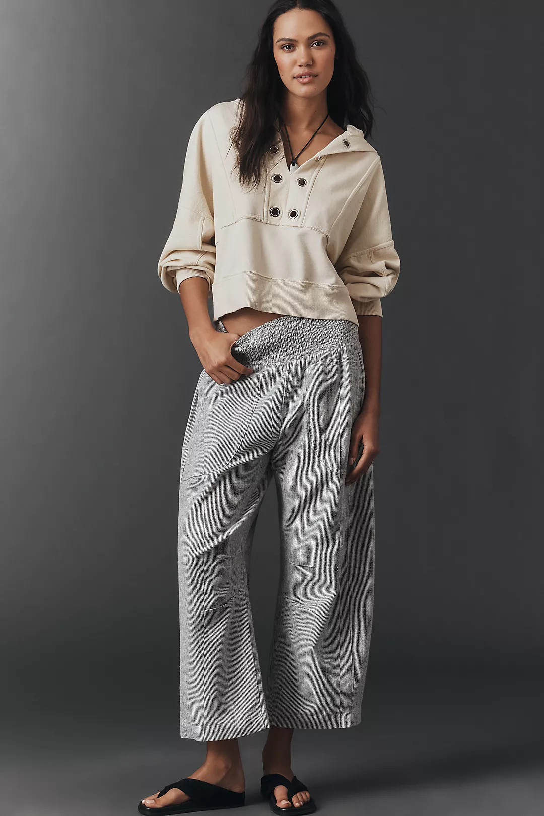 The Reese Linen Cotton Smocked Pull-On Pants | Anthropologie (US)