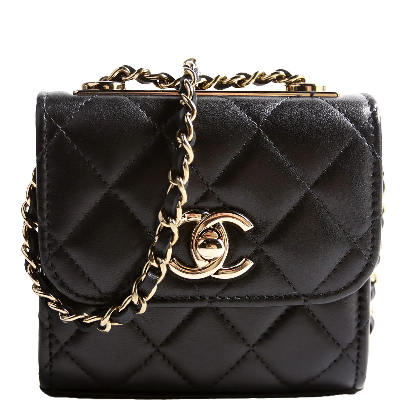 Trendy CC Clutch With Chain Quilted Lambskin 32M Black | Keeks Designer Handbags