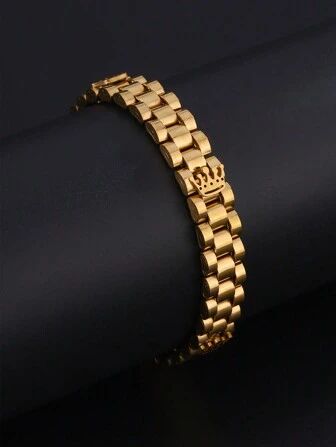 1pc Golden Stainless Steel Three Crown Bracelet | SHEIN