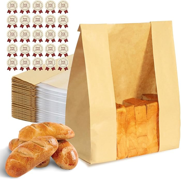 Bread Bags for Homemade Bread 25PCS Paper Sourdough Large Bakery Bags with Window for Baked Food ... | Amazon (US)