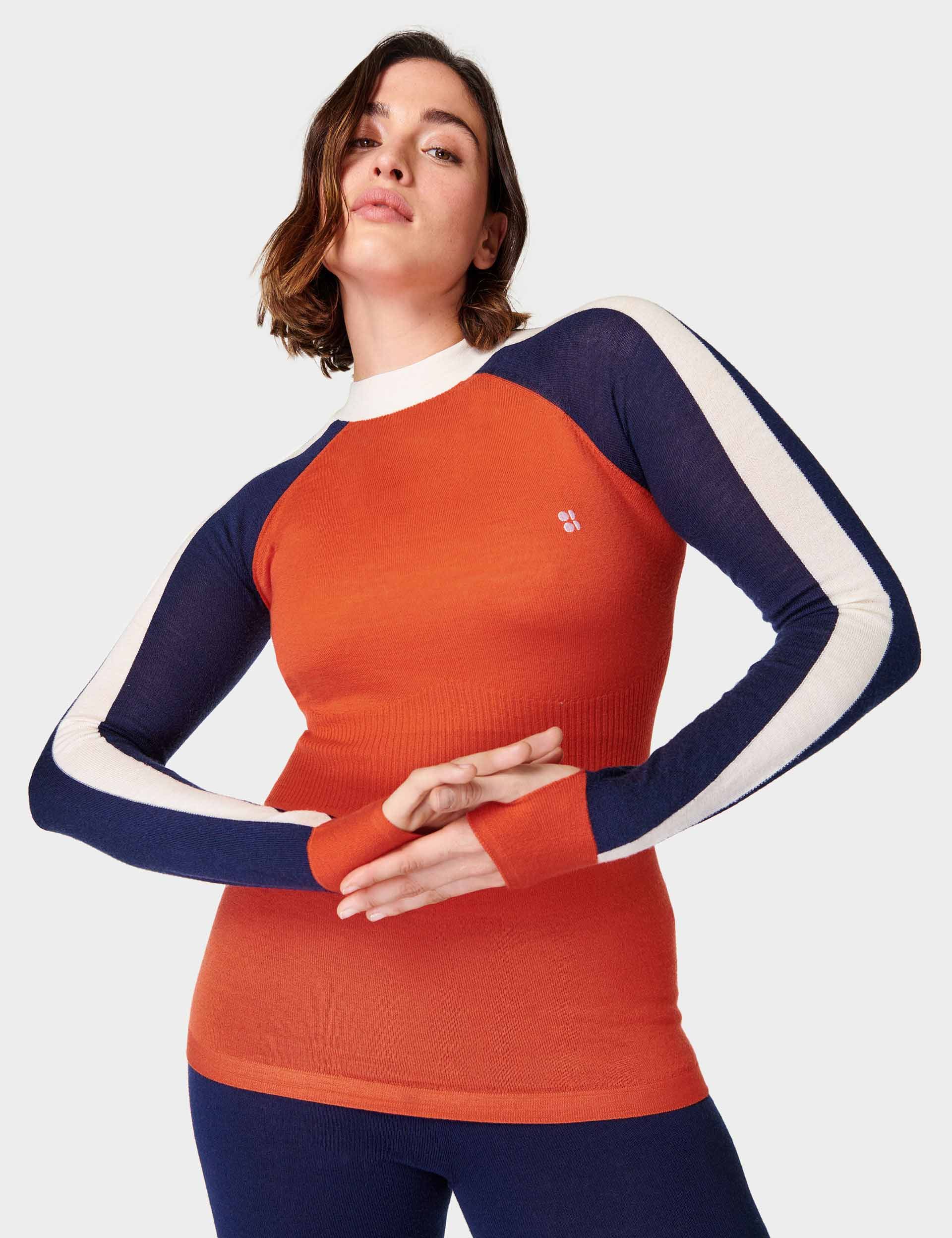 Sweaty Betty | Colour Block Merino Top - Firebird | The Sports Edit | The Sports Edit