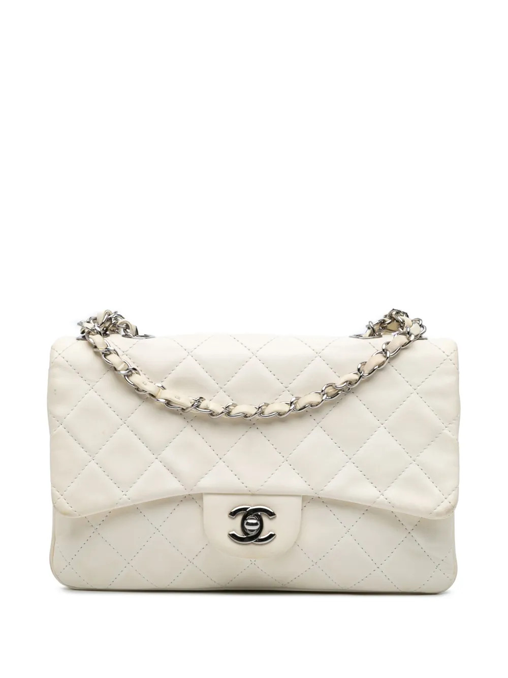 CHANEL Pre-Owned 2014 Medium Quilted Lambskin 3 Accordion Flap Shoulder Bag | White | FARFETCH DE | Farfetch Global