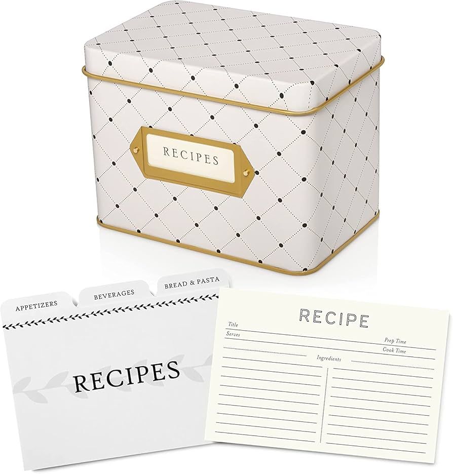 Jot & Mark Recipe Card Complete Gift Box | Decorative Recipe Tin Box, Recipe Cards, Index Divider... | Amazon (US)