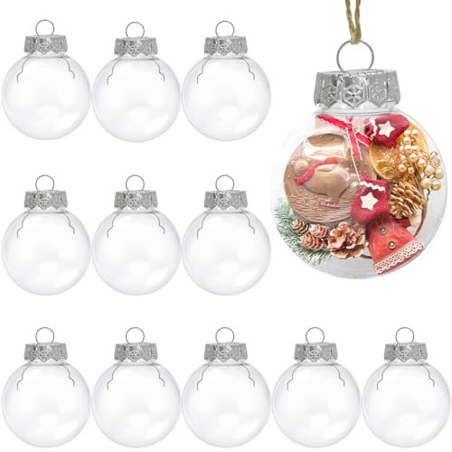 12 Pcs Christmas Clear Ornaments for Crafts Fillable DIY Clear Plastic Ornaments for Crafts Christmas, New Year, Holiday, Wedding and Home Decor (8cm) | Amazon (US)