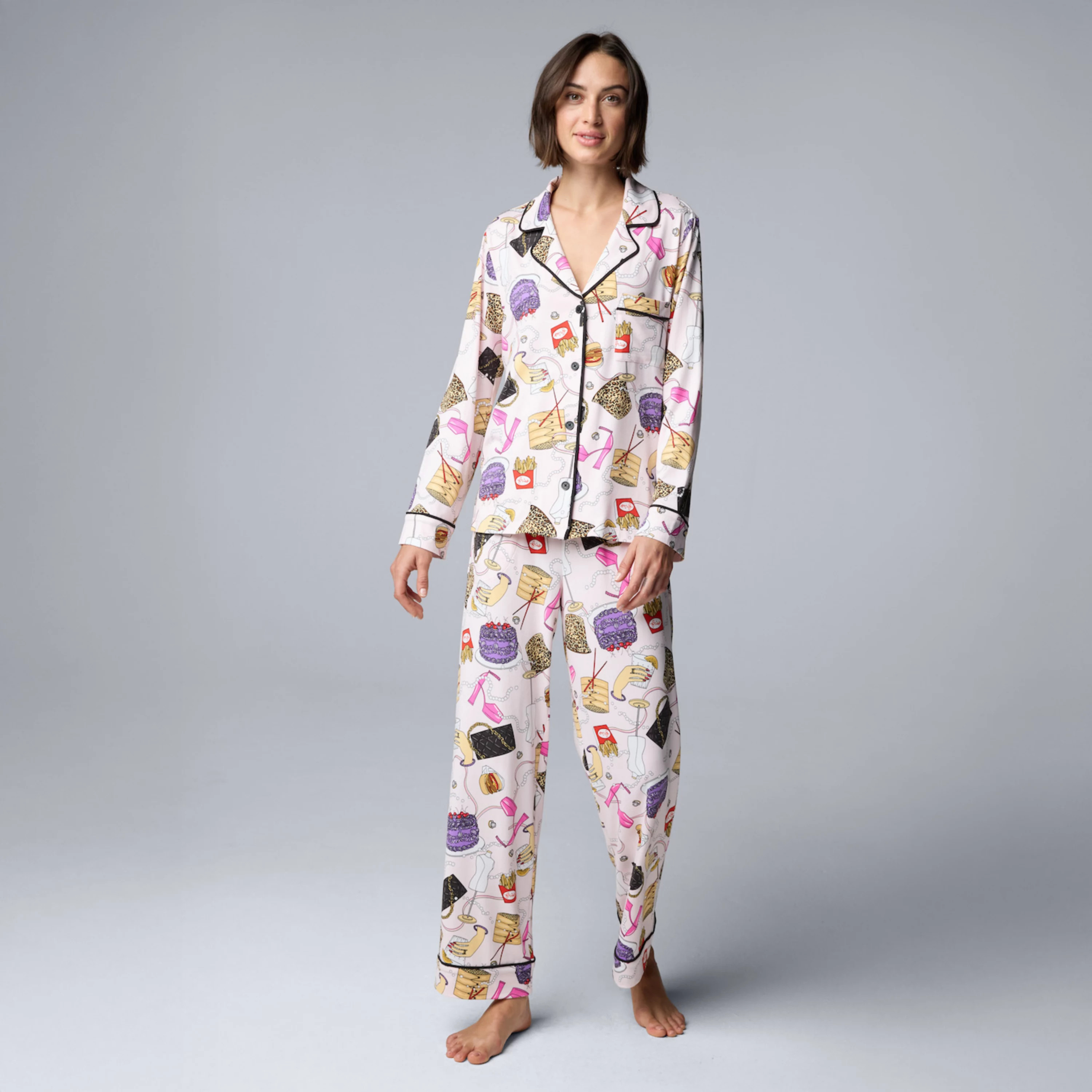 Women's Simply Vera Vera Wang 2-Piece Pajama Top & Pajama Bottoms Set | Kohl's