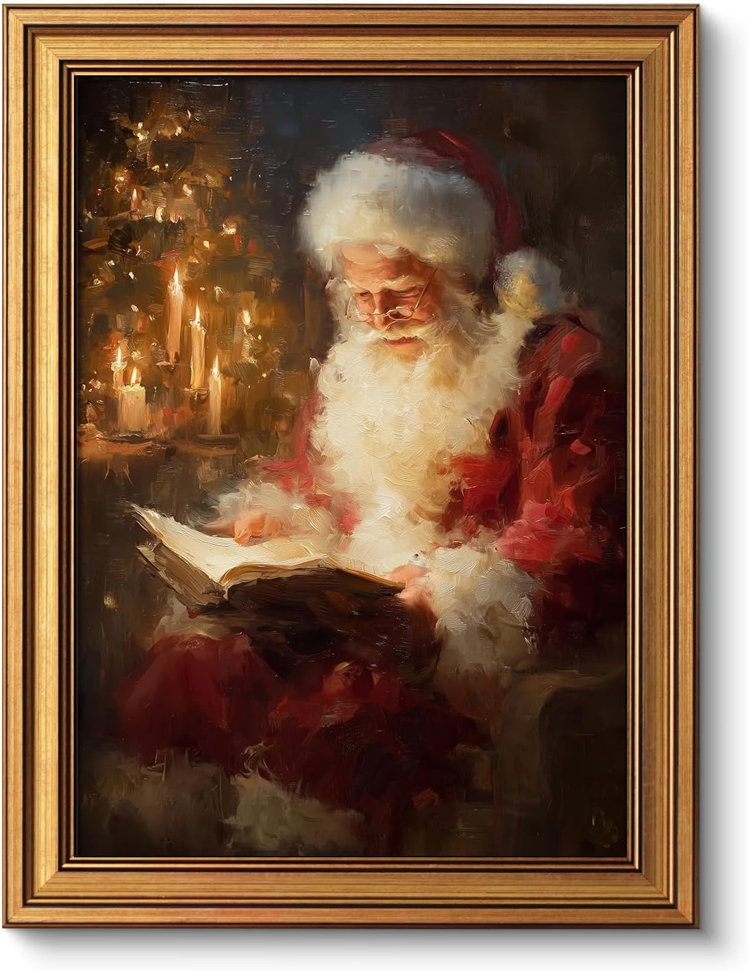 VIYYIEA Vintage Framed Christmas Santa Wall Art, Aesthetic Decor, 12x16in | Amazon (US)