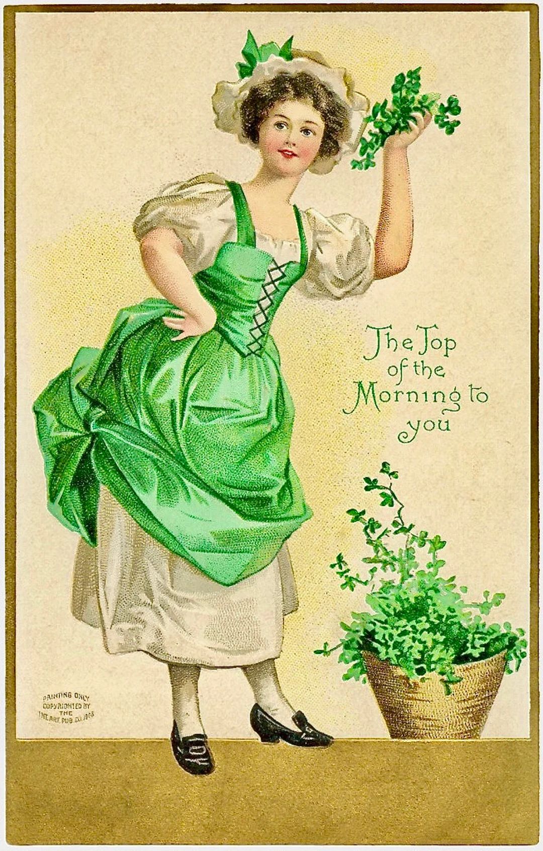 Vintage St Patrick Woman Green Clapsaddle Graphic Image Art Fabric Block Doodaba | Etsy (US)