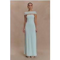 Aurora Slinky And Mesh Split Maxi Dress - Lagoon I MESHKI I Size XXS | MESHKI US