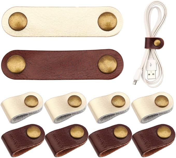 10 Pcs Cord Organizer, Portable Earphone Cord holder Winder keeper, Leather Cable Cord USB Straps... | Amazon (US)
