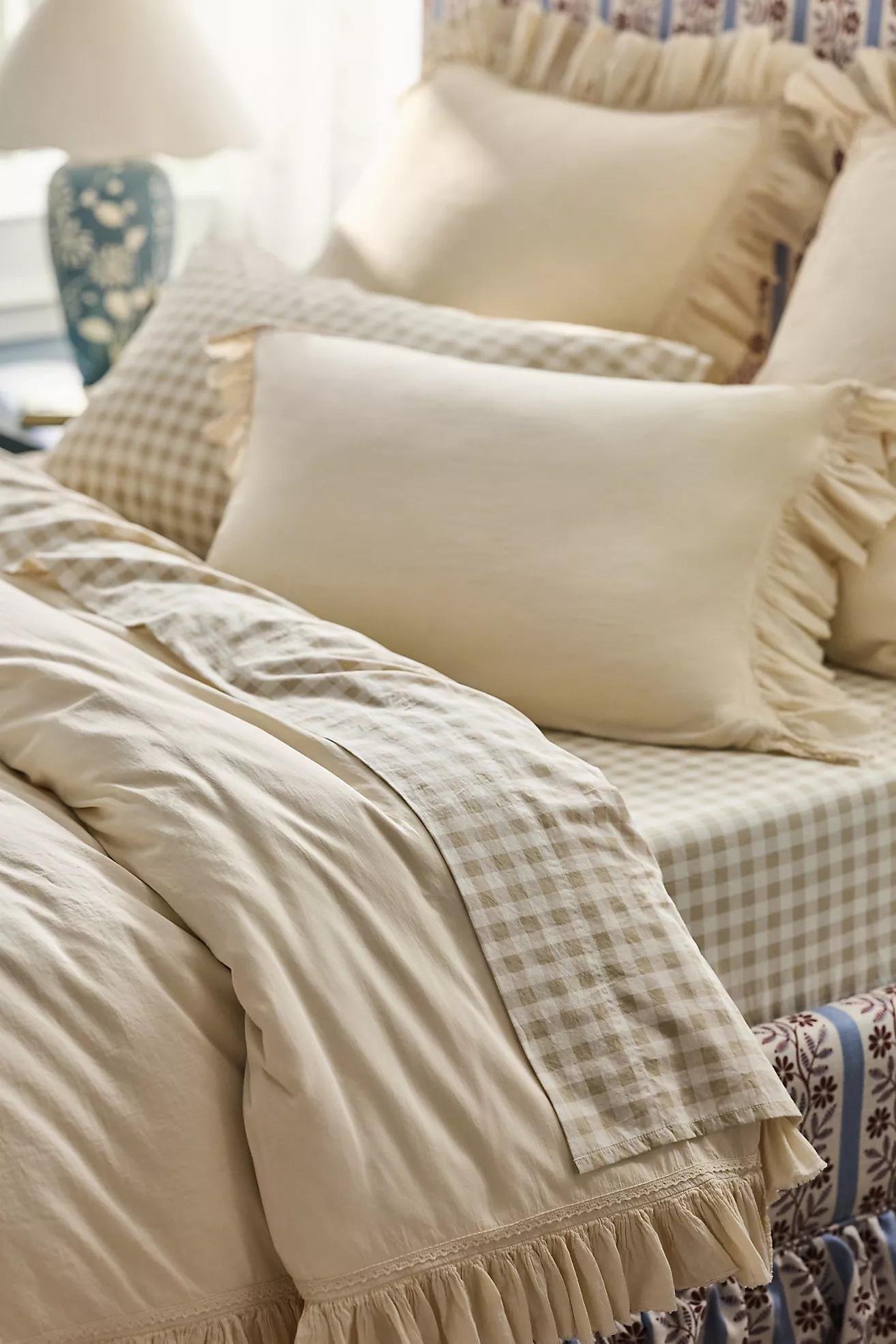 Organic Cotton Spa Sateen Ruffled Duvet Cover | Anthropologie (US)