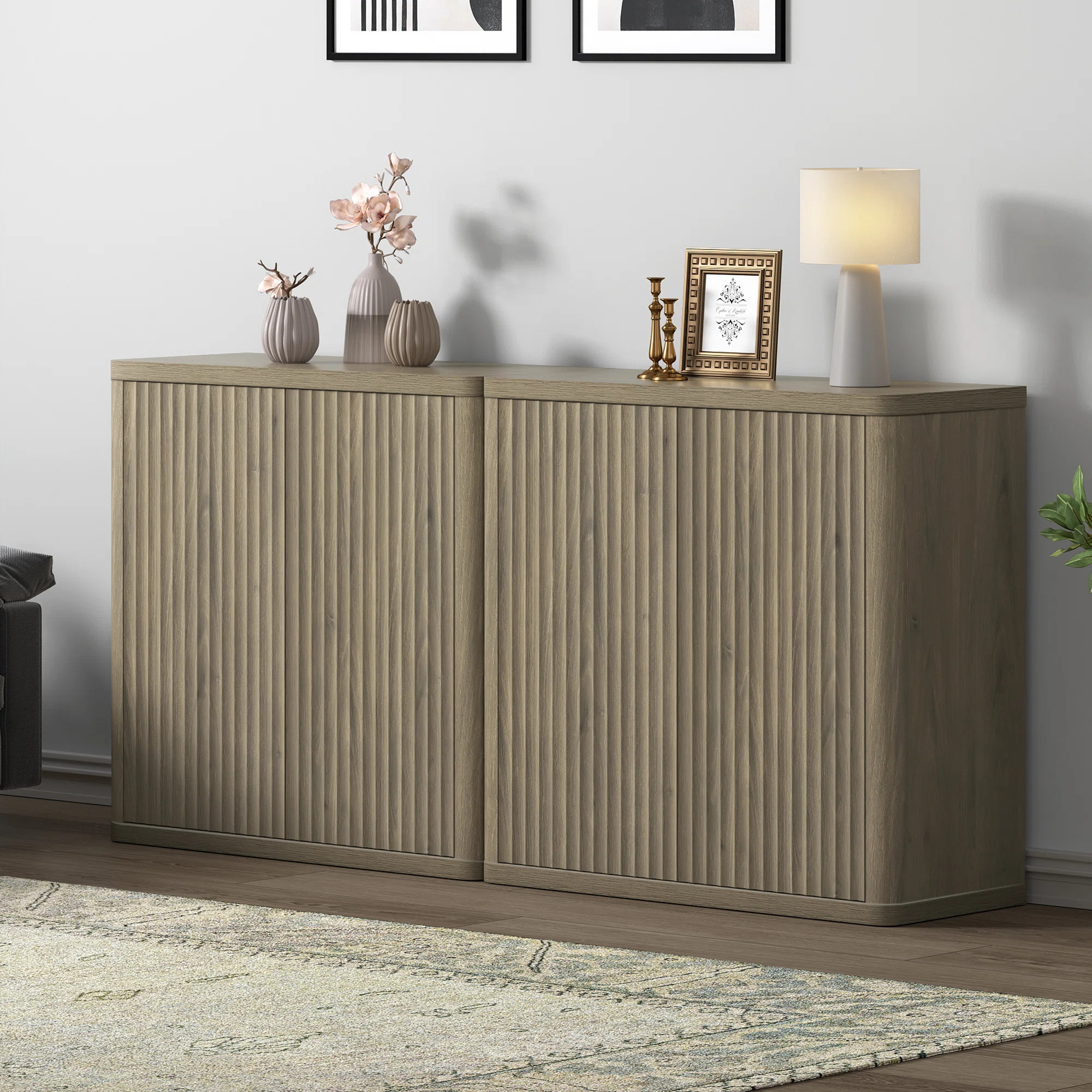 Cesiro 34.6'' Wide Buffet Sideboard With Adjustable Shelves (Set of 2) | Wayfair North America