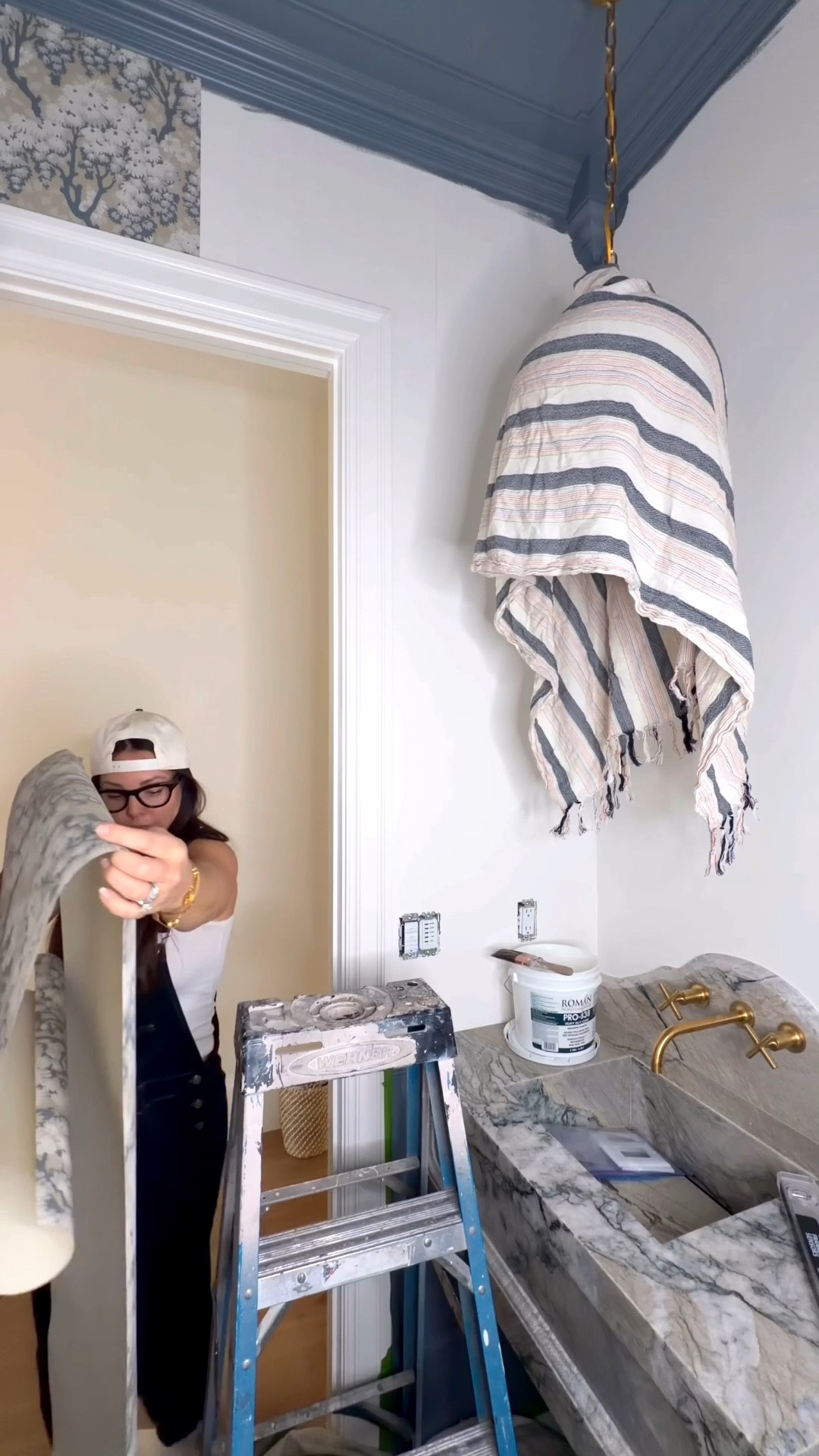 Powder bathroom makeover with wallpaper, paint, trim, lighting, and accessories 

#LTKHome #LTKSaleAlert