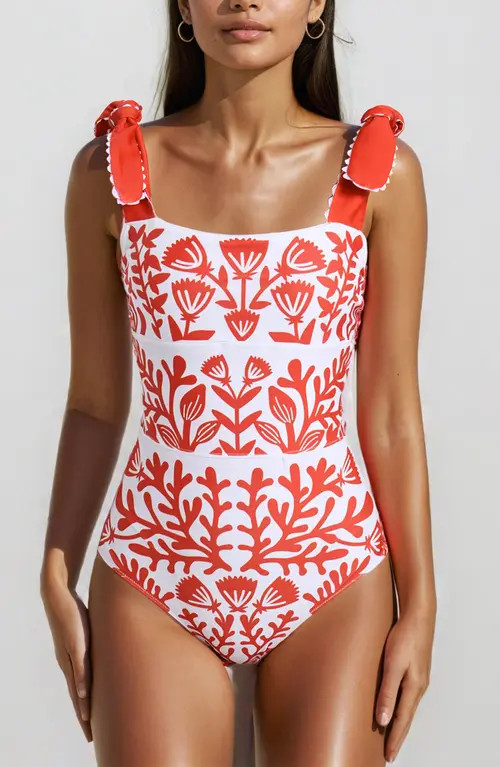 Jessie Zhao New York Red Coral Reversible One-Piece Swimsuit at Nordstrom, Size Medium | Nordstrom