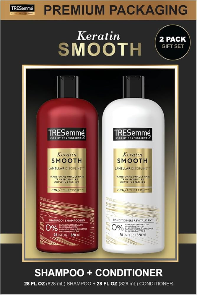 TRESemmé Shampoo and Conditioner Set - Keratin Smooth Anti-Frizz Hair Products, Keratin Hair Tre... | Amazon (US)