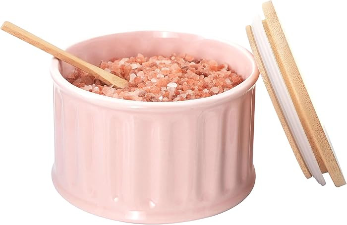 Ceramic Condiment Pot with Bamboo Lid - 17oz Multi-purpose Seasoning Container for Salt, Sugar, S... | Amazon (US)