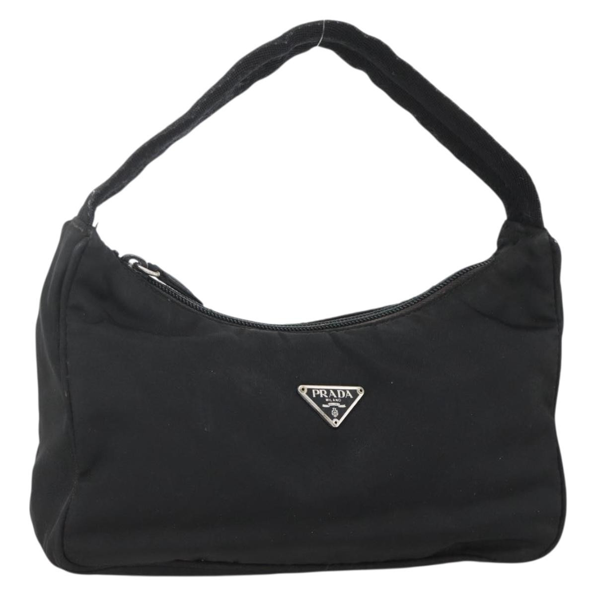 PRADA Hand Pouch Nylon Black Silver Auth ARZ818 | eBay US