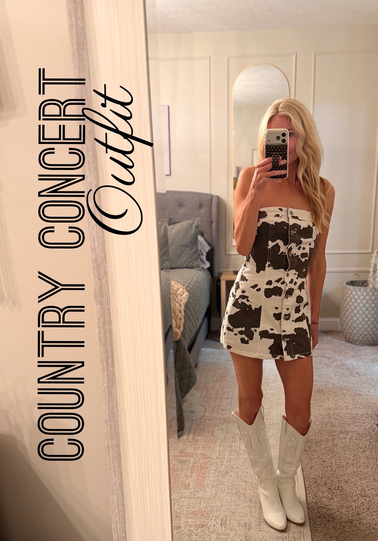 Cute country concert outfit, cow print western strapless top. Summer dress. Short dress.

#LTKootd #LTKgrwm #LTKU