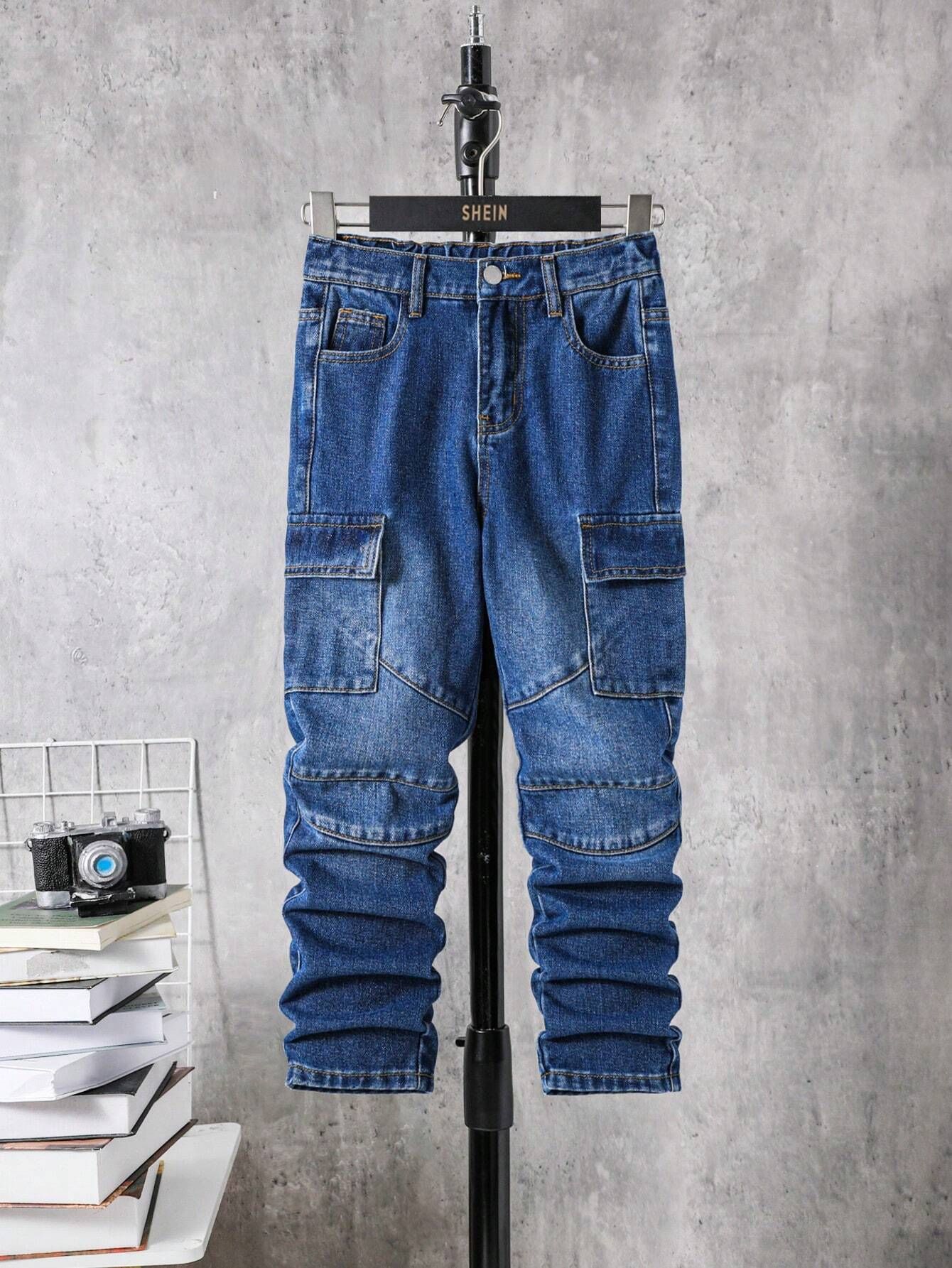 SHEIN Tween Boy Flap Pocket Side Cargo Jeans | SHEIN