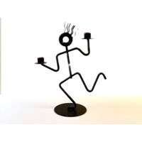 Vintage 1980S Post Modern Memphis Styled Black Metal Running Man Candle Holder By Scardy | Etsy (US)