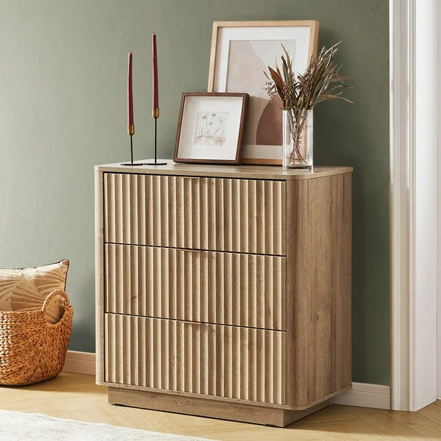 Mopio Brooklyn Mid-Century Modern Dresser / Credenza, Waveform Panel, 3 Drawers, Anti-Tipping (Oa... | Walmart (US)