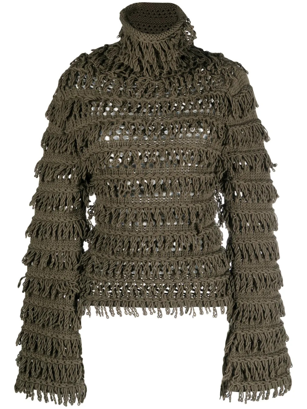 Blumarine fringe-design high-neck Jumper - Farfetch | Farfetch Global