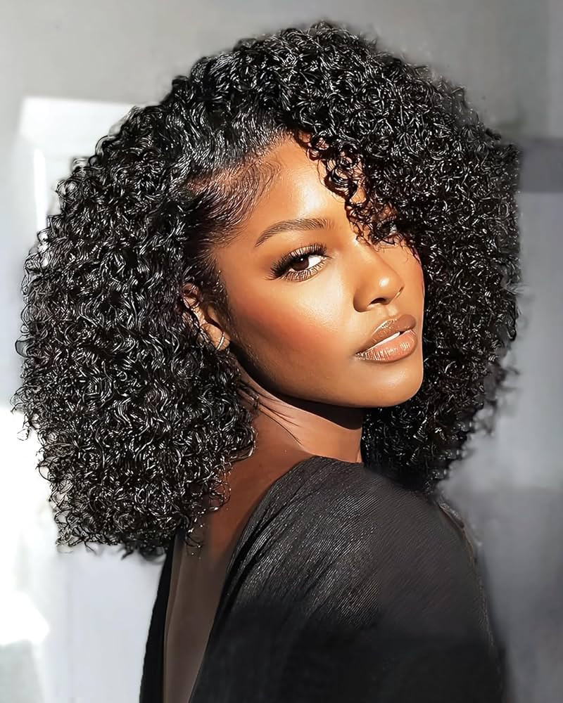 Kinky Curly Half Wig Human Hair 200% Density Wear and Go Glueless Wigs Human Hair Half Wigs with ... | Amazon (US)