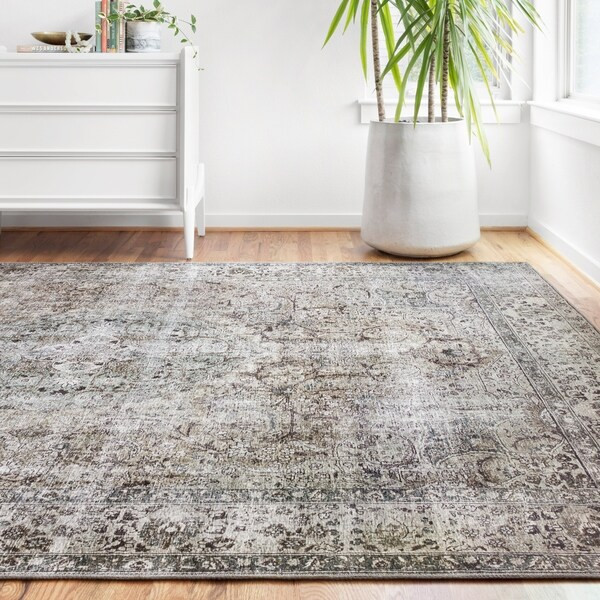 Alexander Home Isabelle Traditional Vintage Border Printed Area Rug | Bed Bath & Beyond