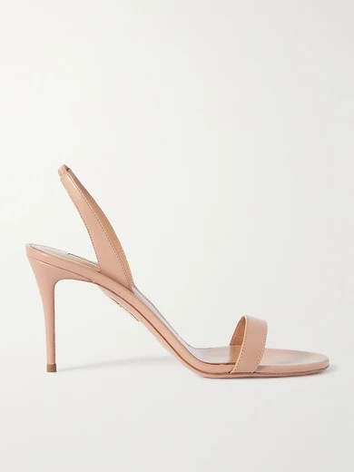 Aquazzura - So Nude 85 Leather Slingback Sandals - Neutral | NET-A-PORTER (US)