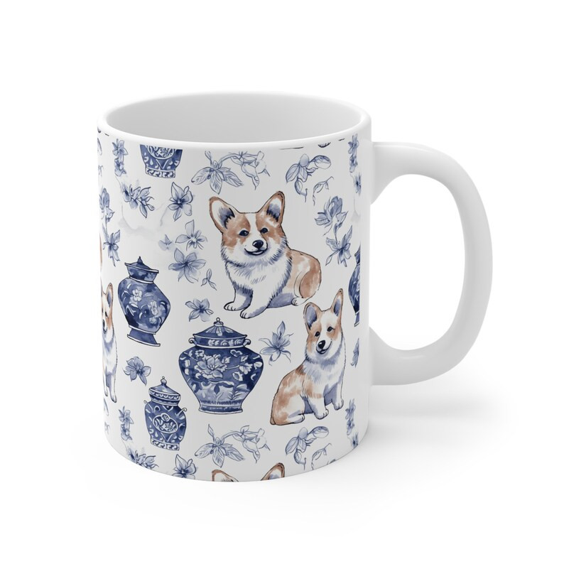 Fancy Corgi Mug 11oz Coffee or Tea Cup Ginger Jars and - Etsy | Etsy (US)