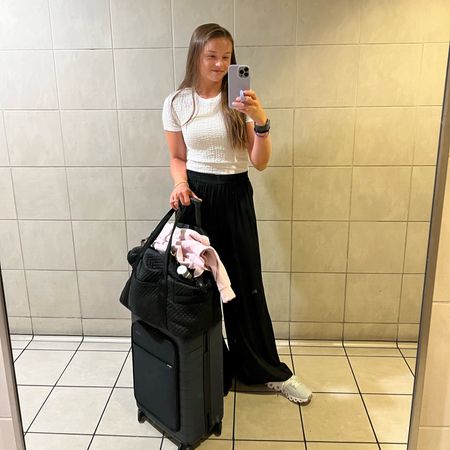 copy/paste from two weeks ago travel 🤍 size M top, size M pants (Zara), and size up 1/2 in onclouds ☁️ best Weekender bag! 

#LTKunder50 #LTKSeasonal #LTKtravel