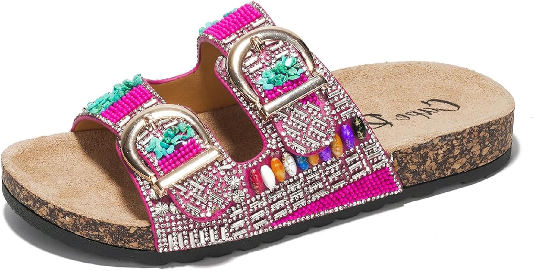 Cape Robbin Zarla Glitter Sandals - Rhinestone Buckle Sandals for Women -Colorful Double Buckle S... | Amazon (US)