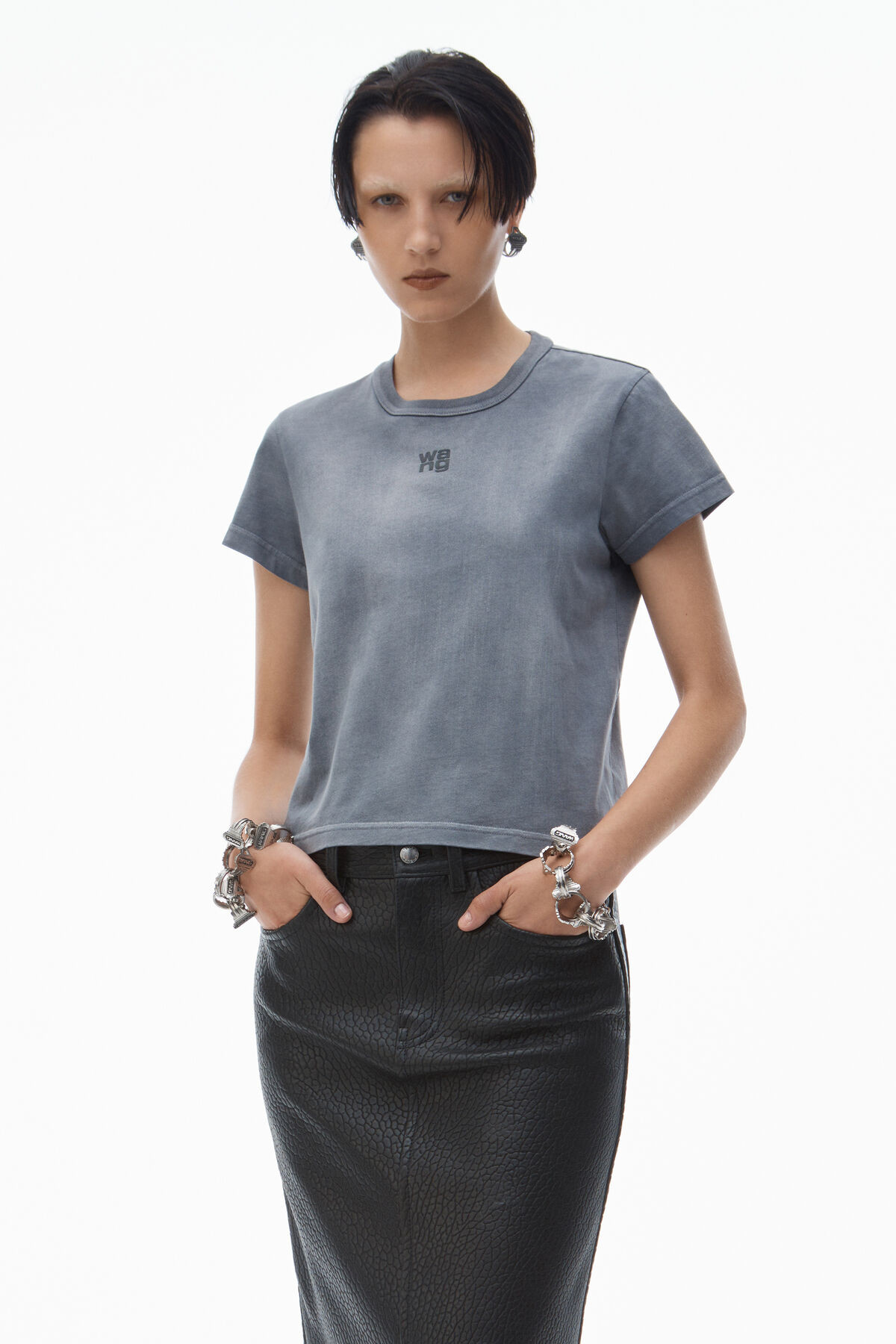 puff logo shrunken tee in cotton jersey | Alexander Wang
