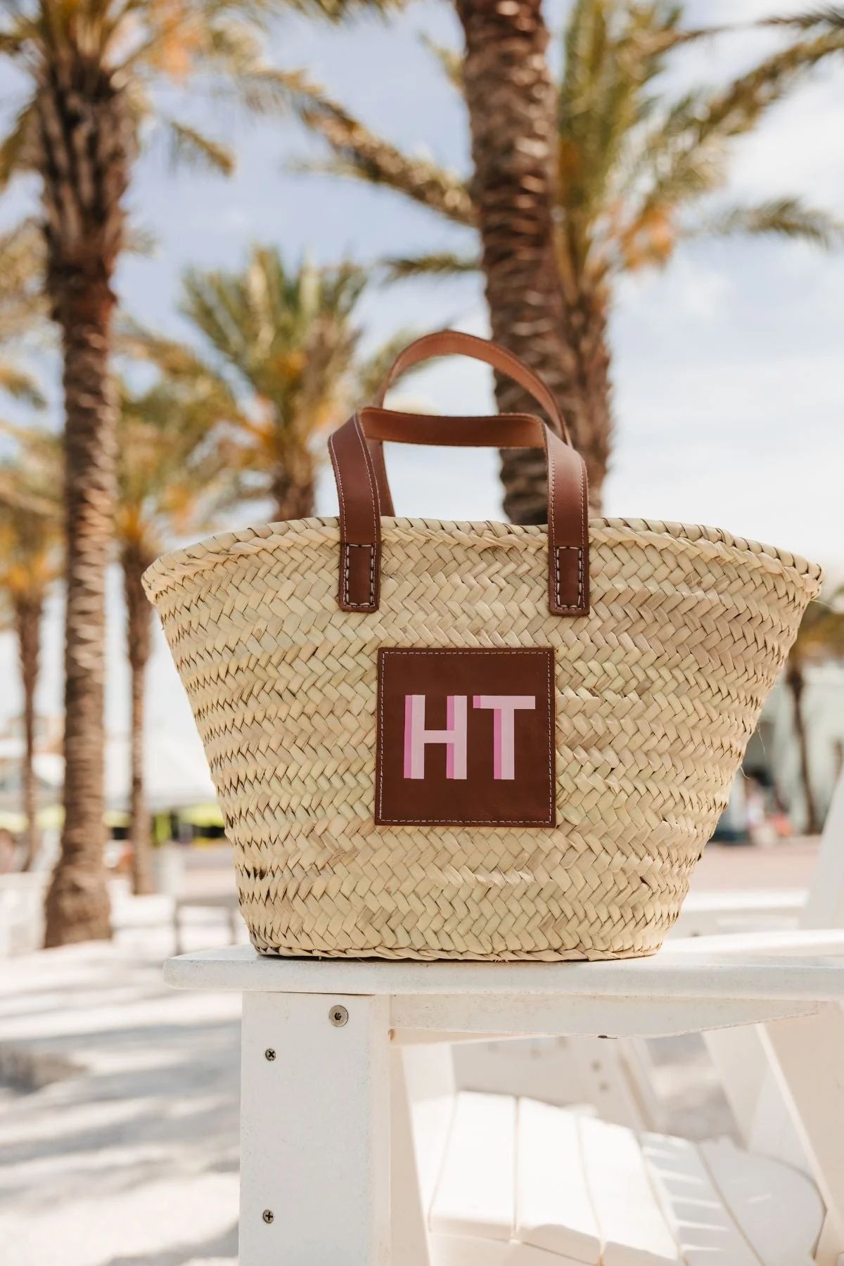 Shadow Monogram Straw Tote | Sprinkled With Pink